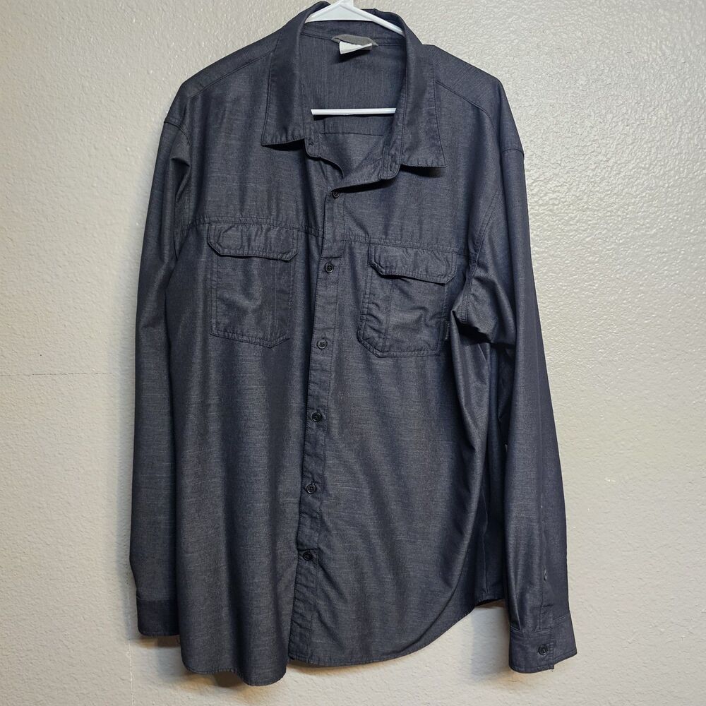 Columbia Men’s XL Black Utility Button Up Shirt  Pocket Stretch Outdoor HH393